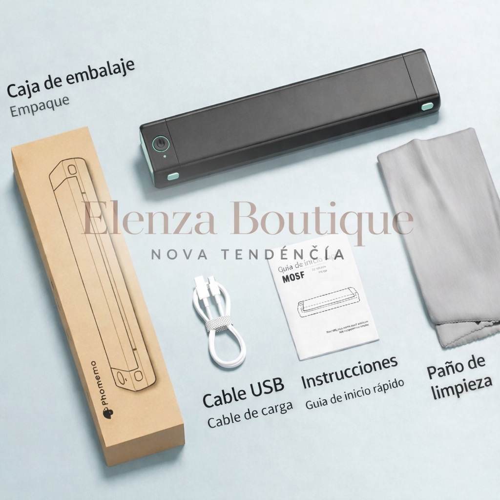 Mini impresora portátil Elenza PrintGo™ con Bluetooth y alta definición, sin cartucho