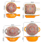 Juego de Comedor Completo en Cerámica – 14 Piezas con Estampa Elegante y Estilo Atemporal