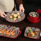 Juego de Comedor Completo en Cerámica – 14 Piezas con Estampa Elegante y Estilo Atemporal